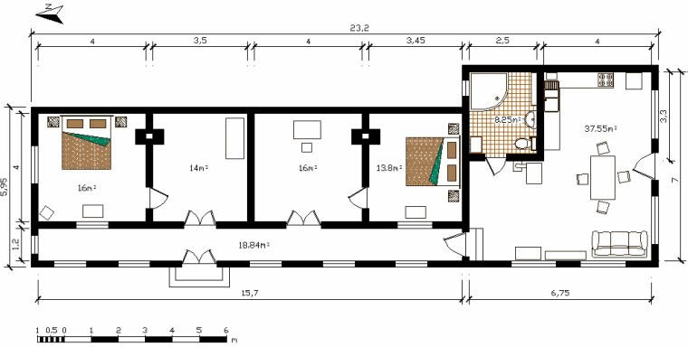 鹈鹕小屋 (126 m²) : 平面图